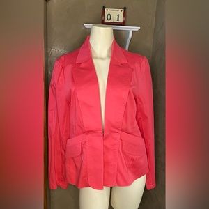 V Cristina Coral Pink Spring Blazer Women’s Size L with polka dot liner